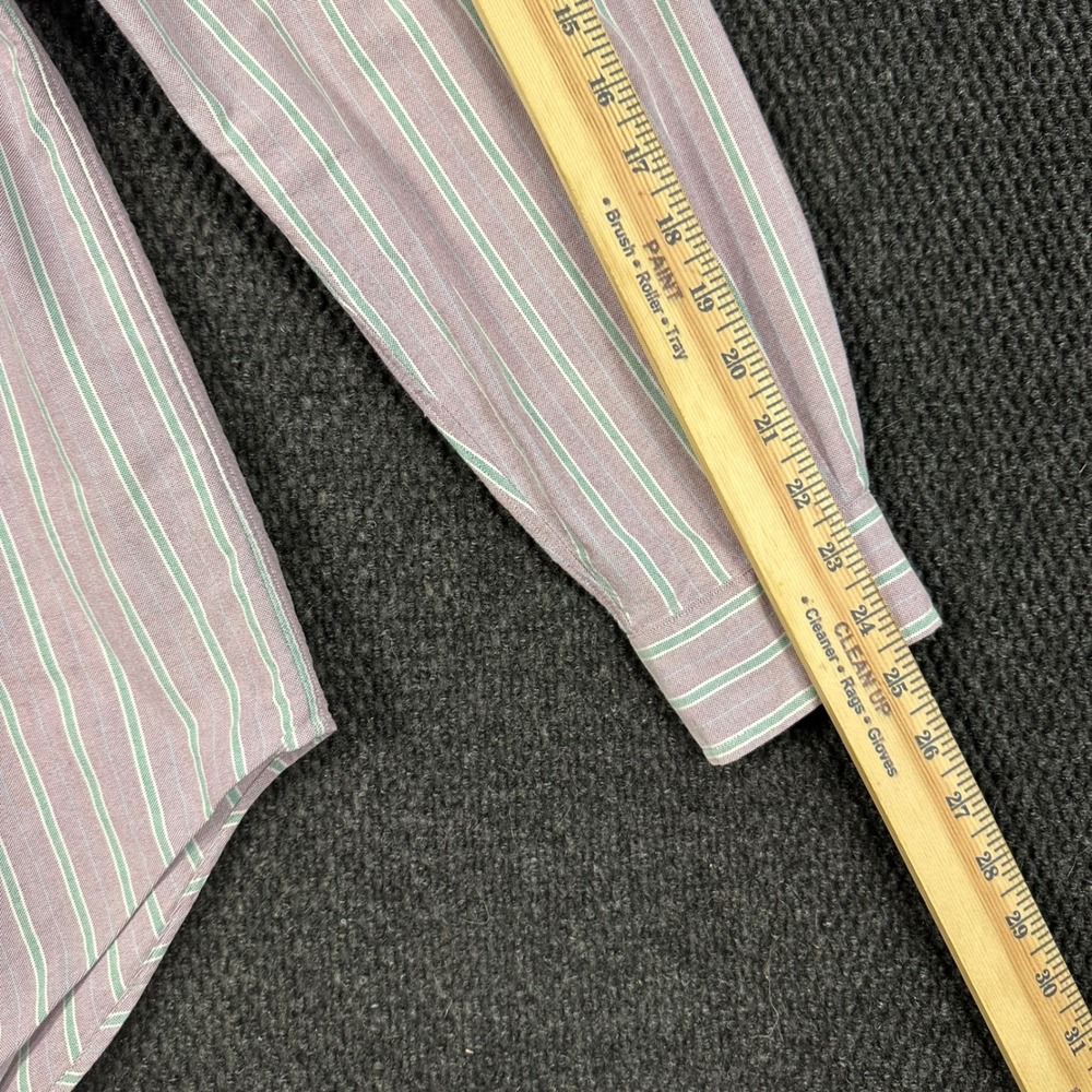 Vintage Polo Ralph Lauren Oxford Shirt Mens L Classic Fit Purple Green Striped - Picture 11 of 13